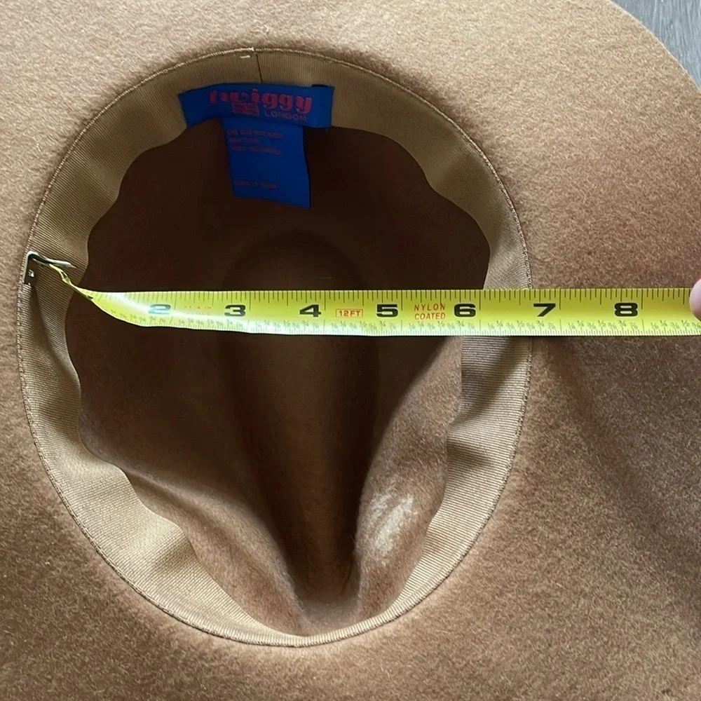 Twiggy London Women's Fedora Floppy Hat 100% Wool Felt Tan Wide Brim Western